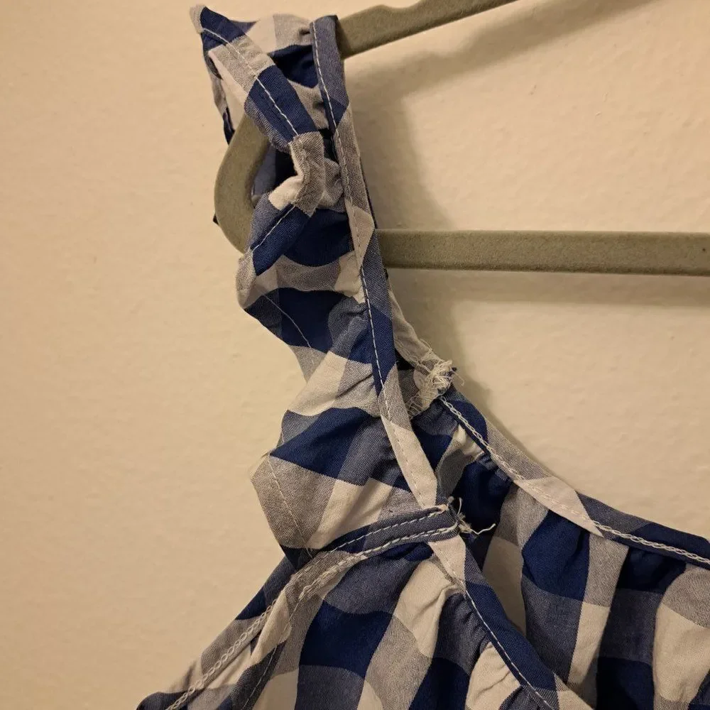 Joie Blue and White Gingham Crop Top Size Large - Picture 3 of 3